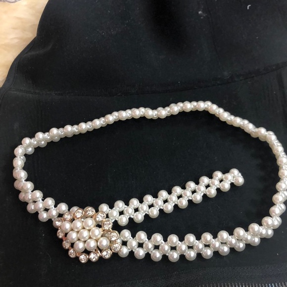 Accessories - Pearls rhinestone stretch belt